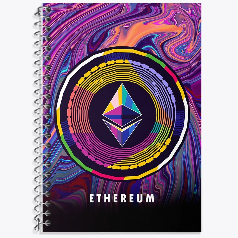 دفتر زبان 50 برگ خندالو مدل سه خط طرح ارز دیجیتال اتریوم کد F1644