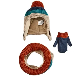 ست کلاه و شال گردن و دستکش بافتنی پسرانه ال سی وایکیکی مدل بافت