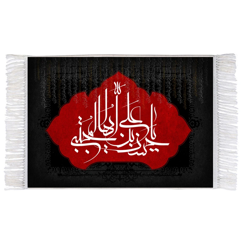 فرش ماشینی دیوارکوب اطلس آبی مدل یا حسن بن علی ایها مجتبی کد T4536