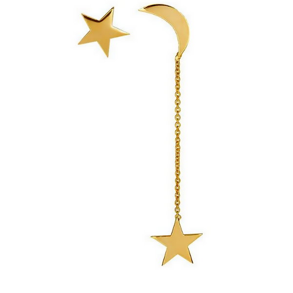 گوشواره طلا 18 عیار زنانه آمانژ طرح ماه و ستاره کد 12539D9183