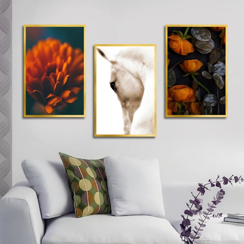 تابلو بکلیت طرح اسب و گل قرمز مدل T-2271 مجموعه 3 عددی