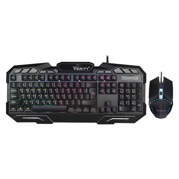 کیبورد و ماوس گیمینگ وریتی مدل V-KB6126GCW، سوییچ ممبران، Full-Size، نورپردازی LED RGB