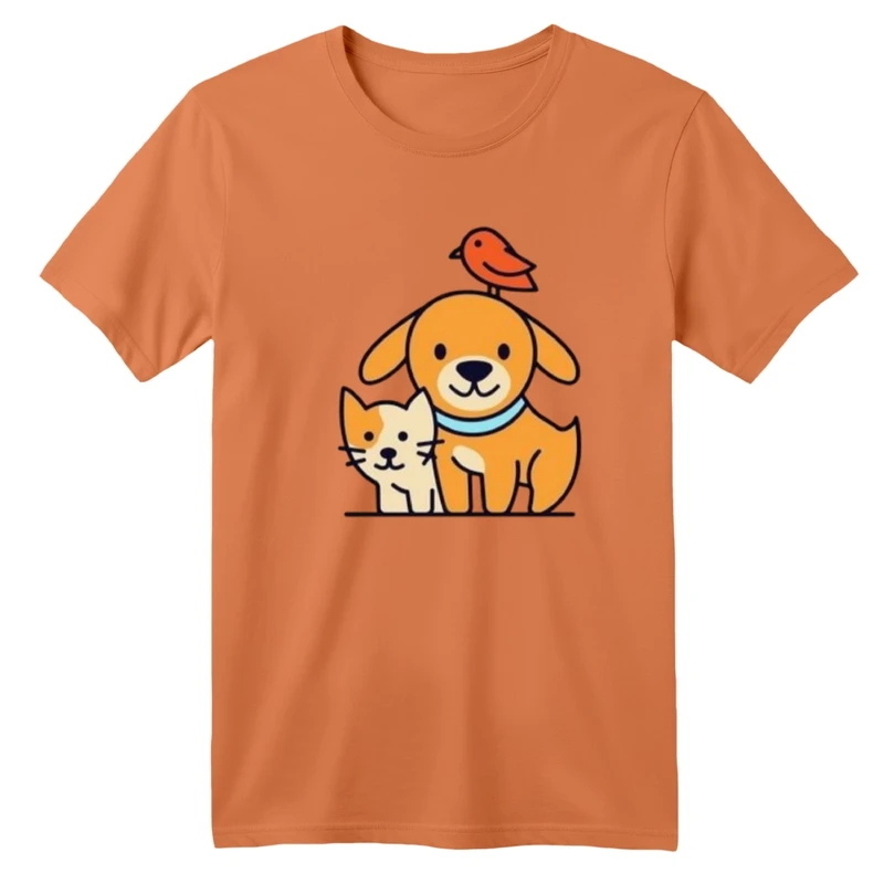 تی شرت آستین کوتاه بچگانه مدل سگ و گربه کد 3