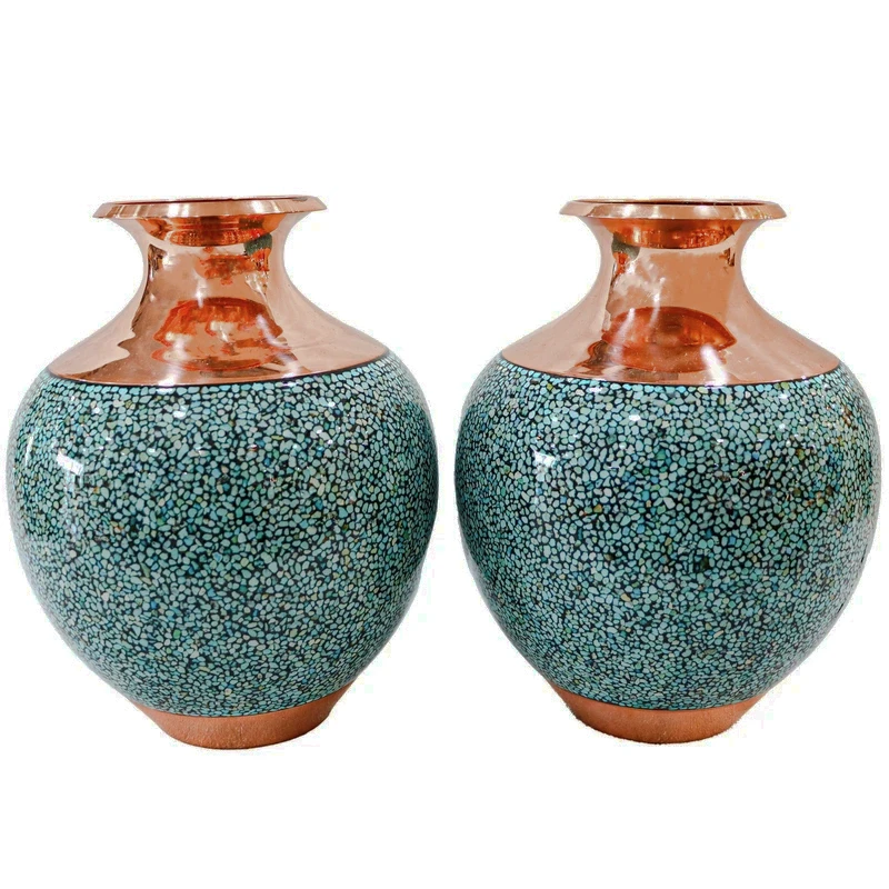 گلدان فیروزه کوبی مدل بلونی کد 18p13 بسته 2 عددی