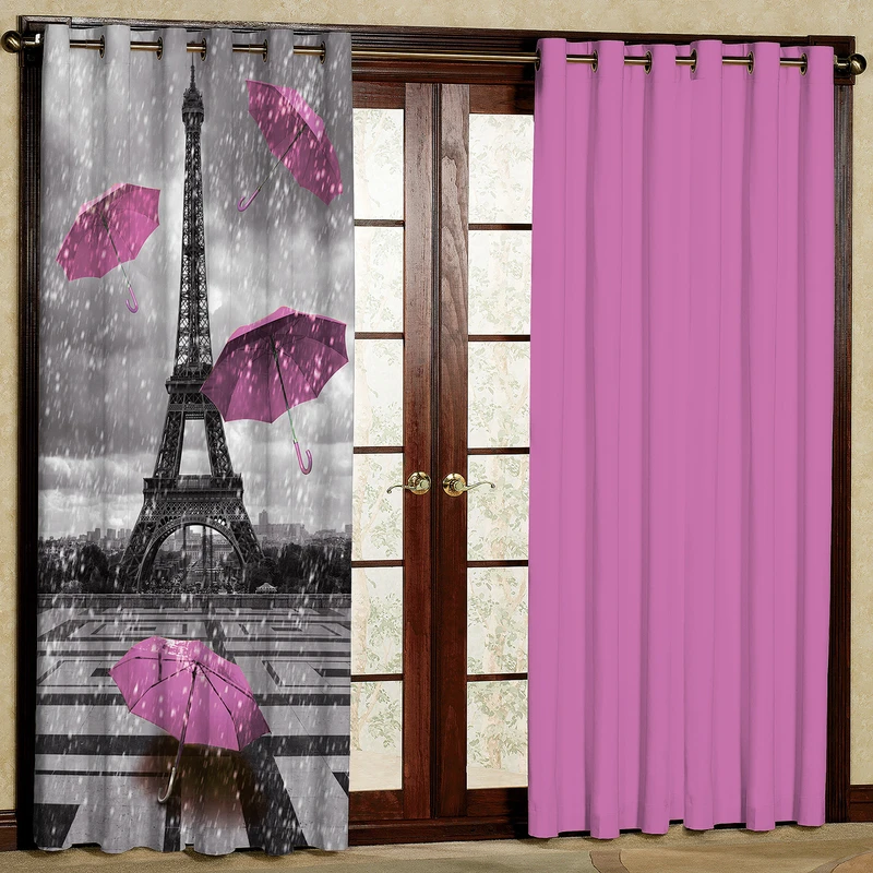 پرده مدل برج و چتر مخمل پانچی کد 4013 سایز 200x140 سانتی متر