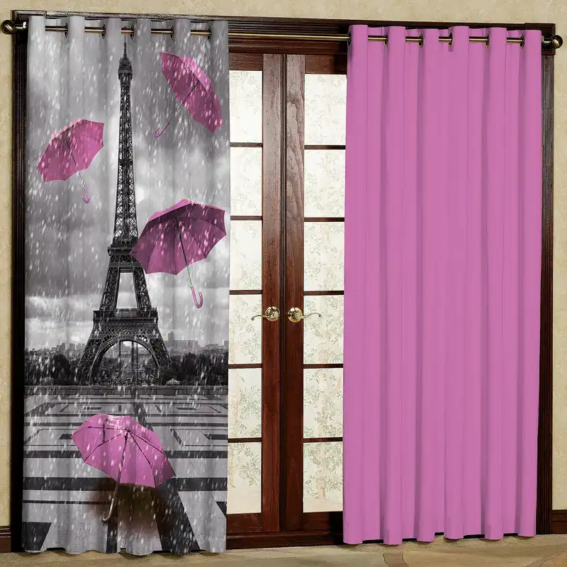 پرده مدل برج و چتر مخمل پانچی کد 4013 سایز 200x140 سانتی متر