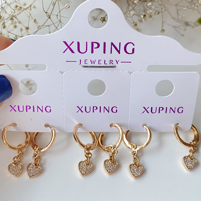 گوشواره زنانه ژوپینگ مدل قلب نگینی حلقه ای