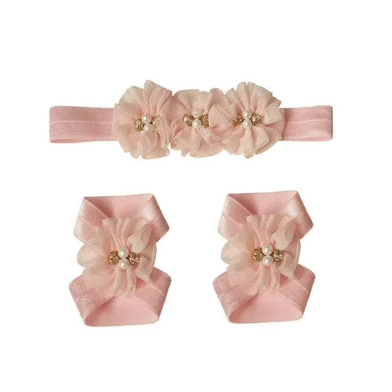 ست هدبند و پابند نوزادی مدل آیسان