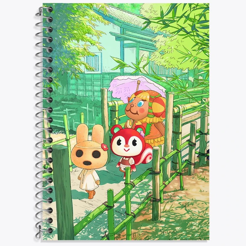 دفتر زبان 50 برگ خندالو مدل سه خط طرح بازی انیمال کراسینگ (Animal Crossing) کد 32677