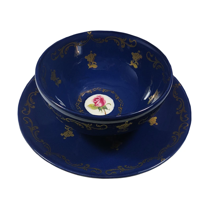 پیاله و پیش دستی طرح گل رز کد 160065 مجموعه 2 عددی