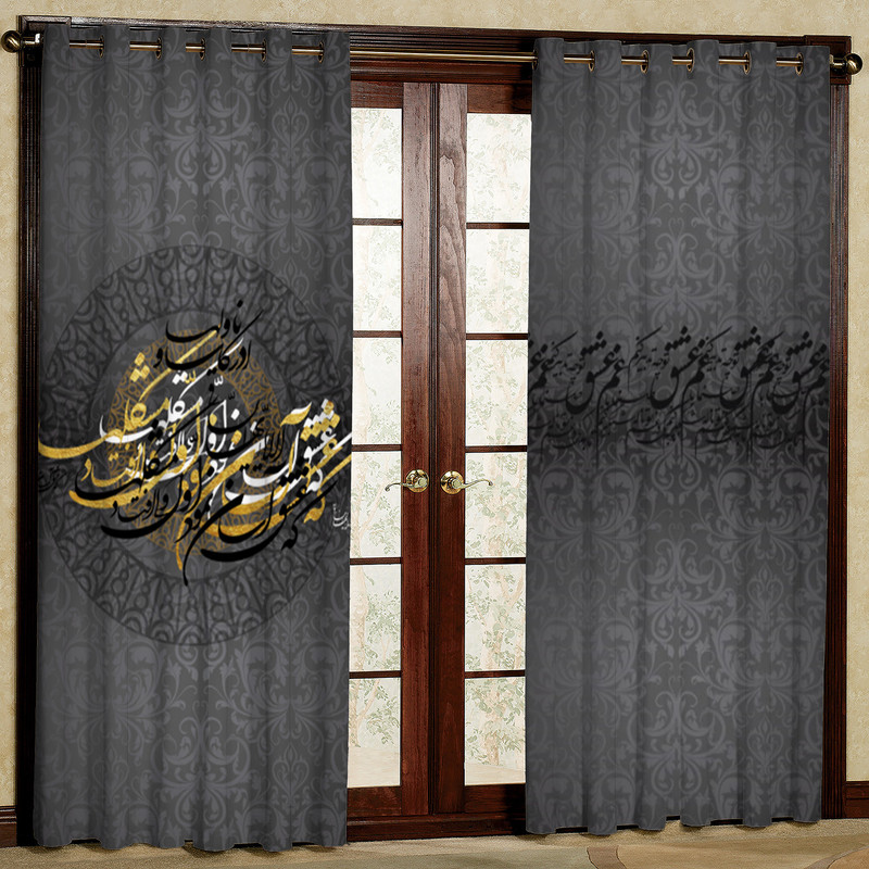 پرده مدل مخمل پانچی طرح نستعلیق کد 4351T2 سایز 200x140 سانتی متر