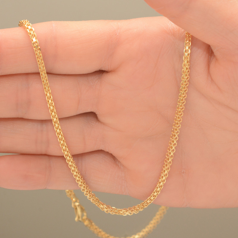 زنجیر طلا 18 عیار زنانه طلای مستجابی مدل بیزمارک چهار گوش کد Z45