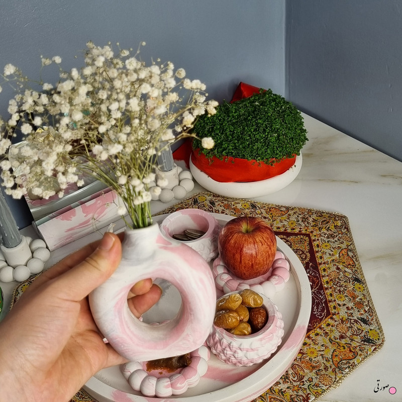 مجموعه ظروف هفت سین 8 پارچه طرح سنگ مدل هلنا