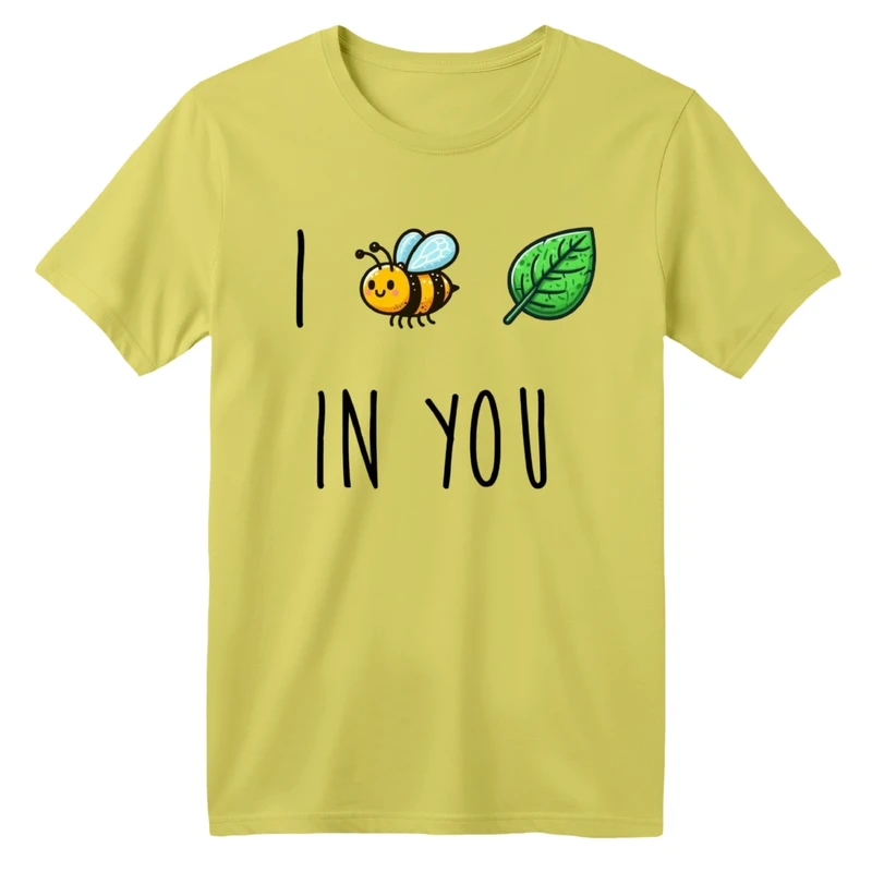 تی شرت آستین کوتاه یقه گرد بچگانه مدل زنبور و برگ