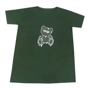 تی شرت آستین کوتاه زنانه مدل خرسی رنگ سبز تیره