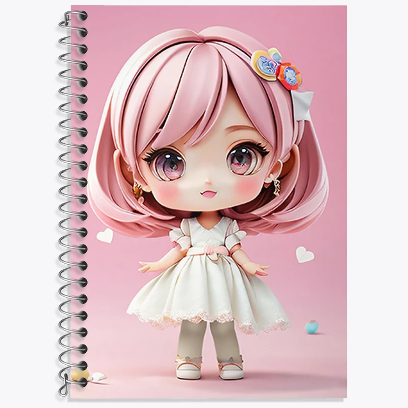 دفتر زبان 50 برگ خندالو مدل دو خط طرح دخترانه (Girlish) کد 36857