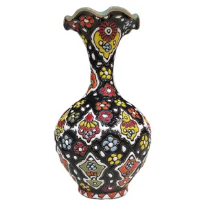 گلدان میناکاری سفالی مدل گل سه گوش کد 106