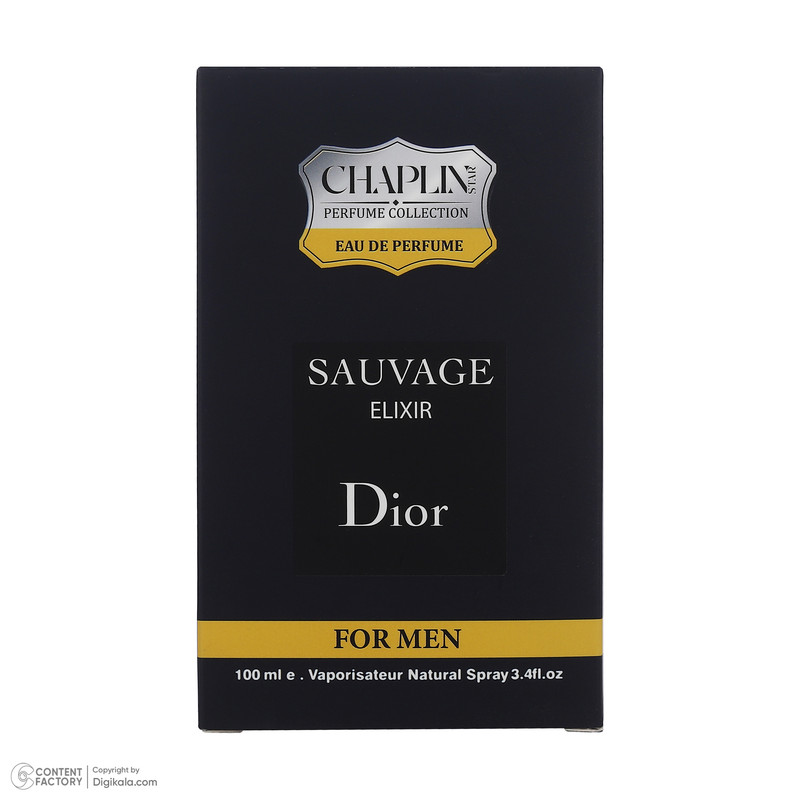ادو پرفیوم مردانه چاپلین استار مدل Dior Sauvage Elixir با رایحه تلخ و معتدل حجم 100 میلی‌لیتر