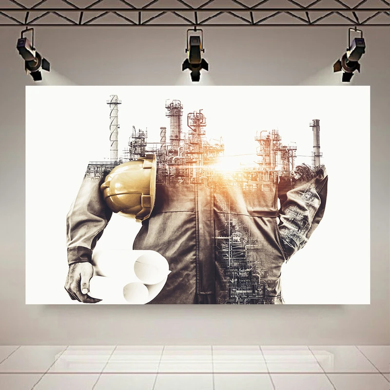 پوستر پارچه ای طرح صنعت آینده‌نگر مدل کارخانه هوشمند کد AR3058477