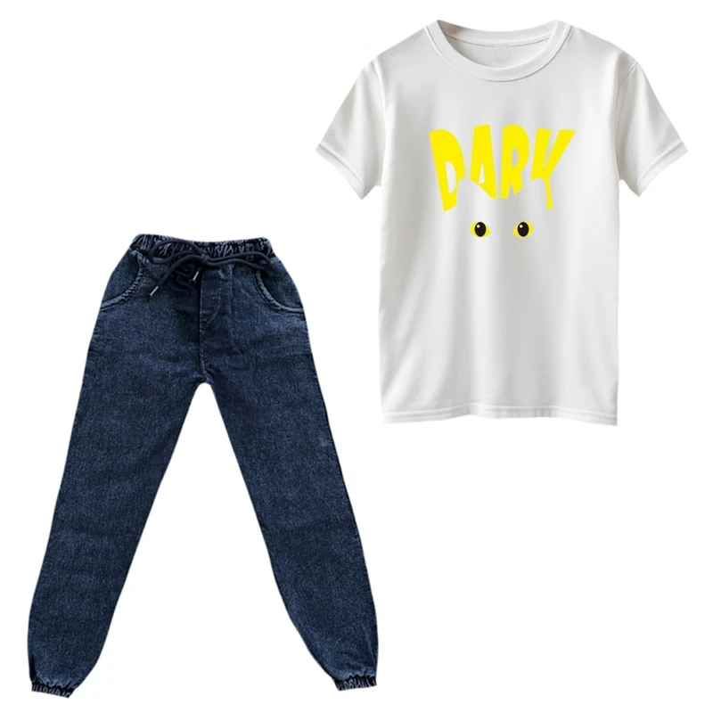 ست تی‌شرت و شلوار پسرانه مدل گربه تاریک