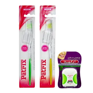  مسواک پاتریکس مدل 431 با برس متوسط بسته ۲ عددی به همراه نخ دندان ارکید مدل نعنا