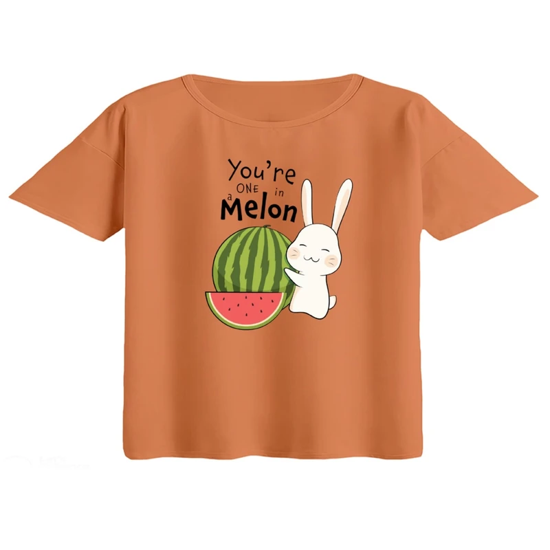 کراپ تی‌شرت آستین کوتاه زنانه مدل خرگوش یلدایی کد 03 