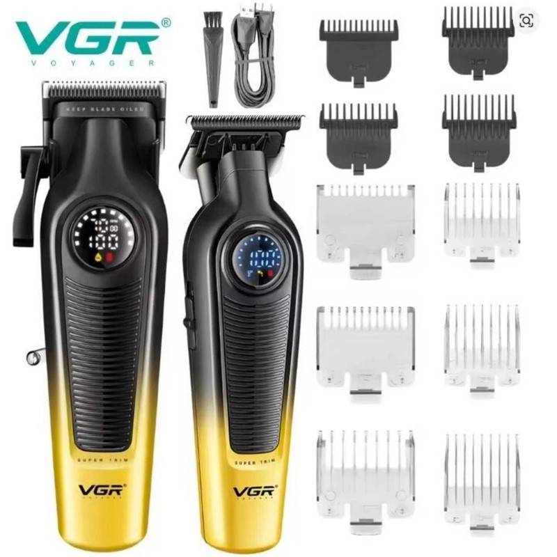 ماشین اصلاح موی سر و صورت شارژی وی جی ار مدل V-196 & 996 مجموعه 2 عددی