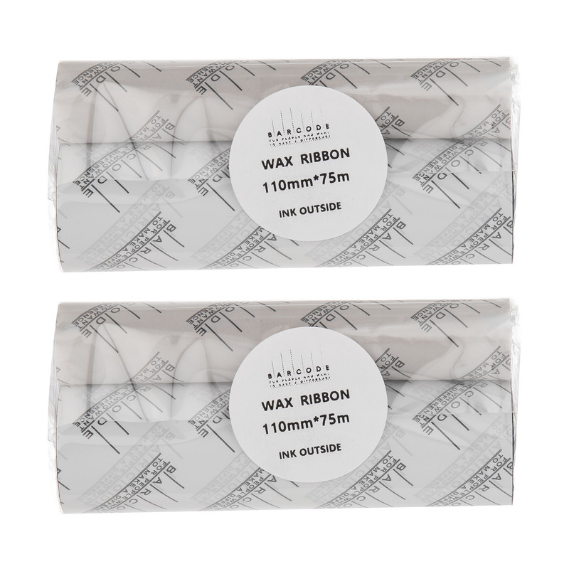 ریبون پرینتر لیبل زن بارکد مدل Wax110 mm x 75 m بسته 2 عددی
