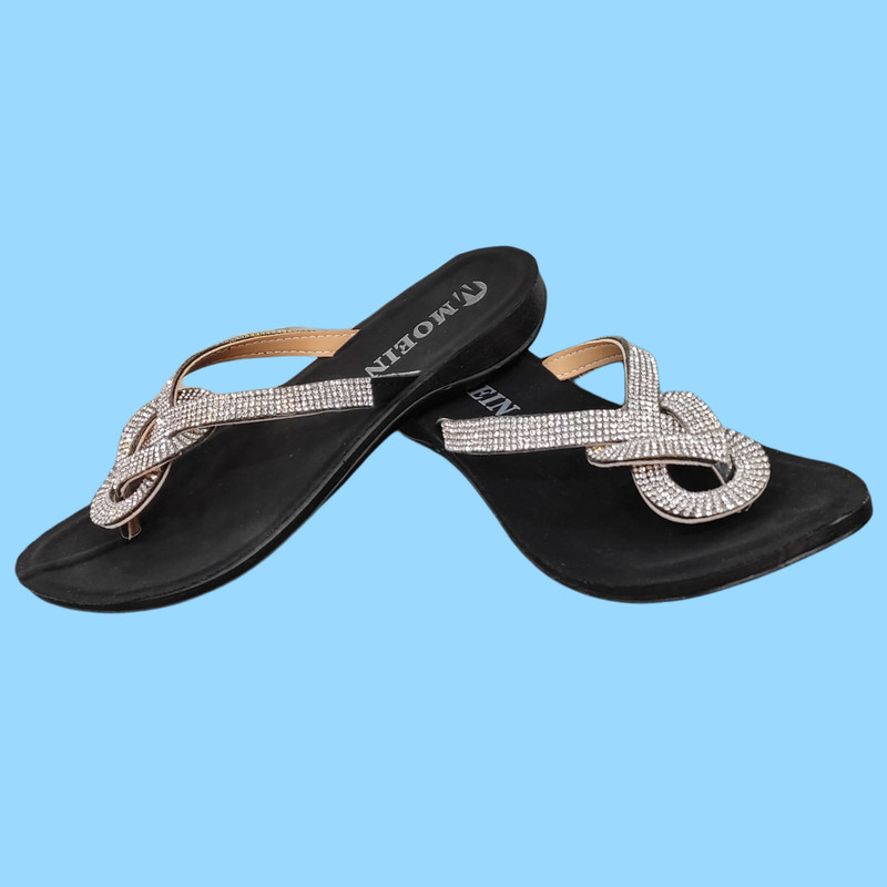 دمپایی لاانگشتی زنانه مدل طبی نگین دار آلفا