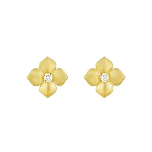  گوشواره طلا 18 عیار زنانه قیراط طرح گل کد GH956