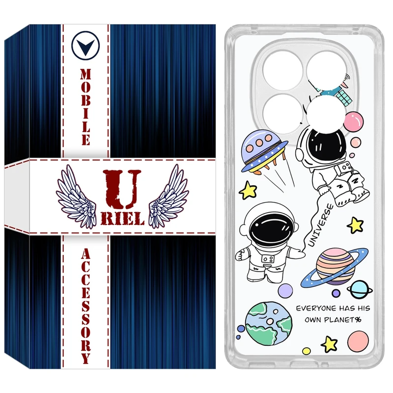 کاور یوریل مدل Clear کد 25 طرح فضانوردان مناسب برای گوشی موبایل شیائومی Redmi Note 14 Pro 4G / Poco X7