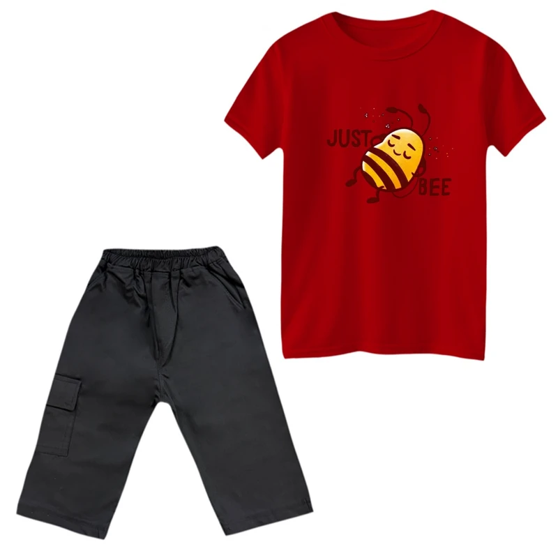 ست تی‌شرت و شلوارک پسرانه مدل زنبور کد 2