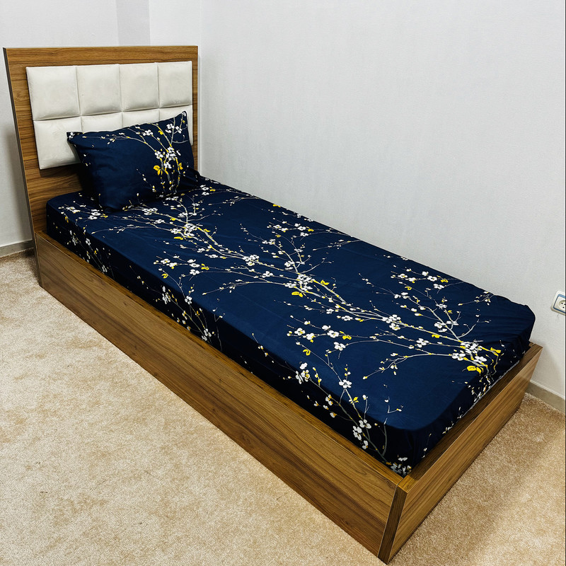 سرویس ملحفه ناتوسا مدل شکوفه کد 90 یک نفره دو تکه