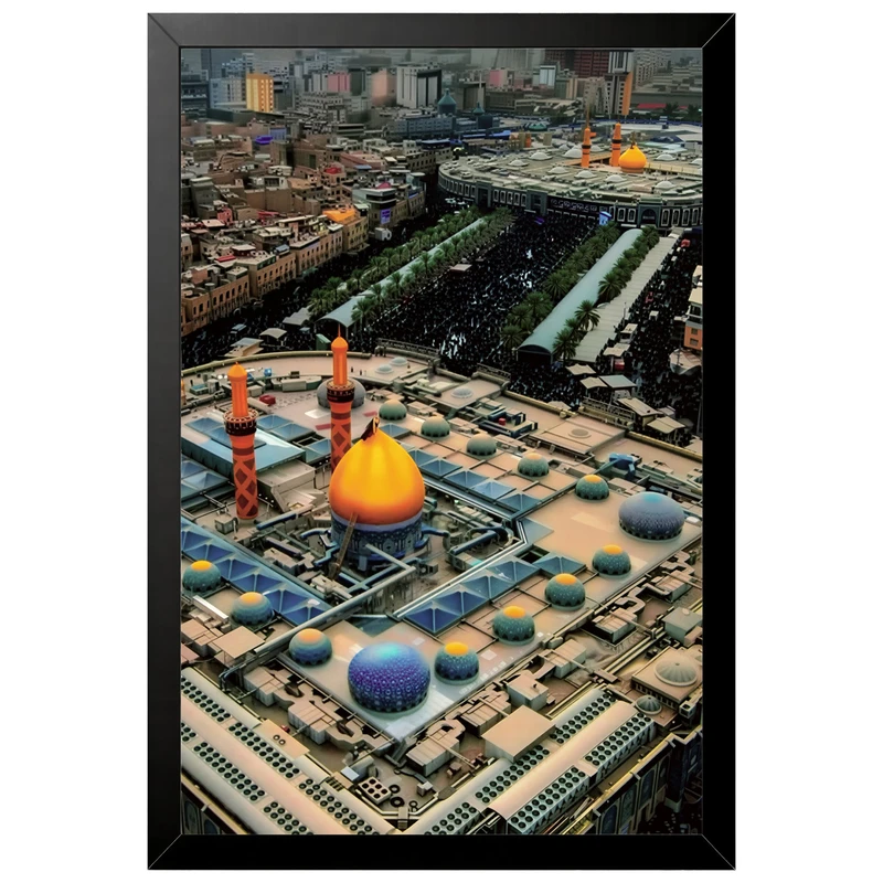 تابلو بکلیت طرح حرم مطهر امام حسین علیه السلام (کربلا) بین الحرمین مدل B-po2155 فریم مشکی