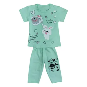 ست تی شرت آستین کوتاه و شلوارک دخترانه مدل سلفی