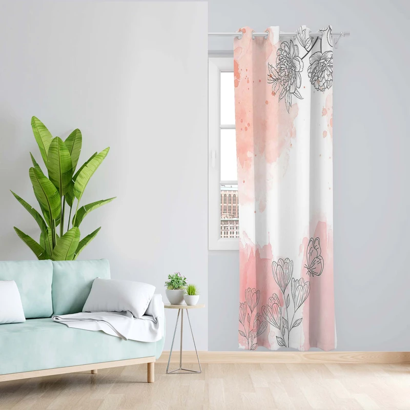 پرده طرح گل مدل مخمل پانچی کد 5557L z سایز 140x200 سانتی متر