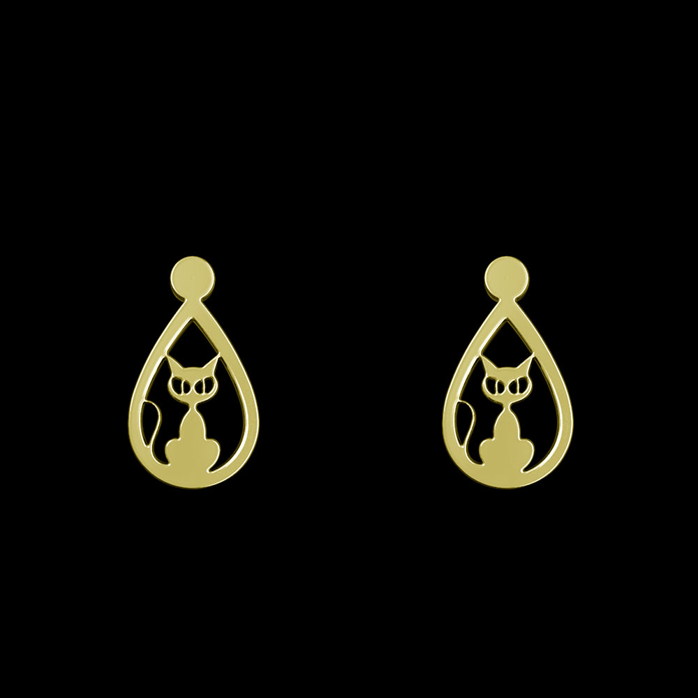 گوشواره طلا 18 عیار زنانه مدوپد مدل گربه کد GA1-13663