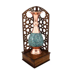 گلدان فیروزه کوبی مسی صنایع دستی فاخر مدل هدیه طرح سنتی کد 20pack28