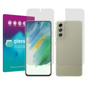Glass Pro Resistant model transparent screen protector suitable for Samsung Galaxy S21 FE 5G mobile phone along with the back protector
