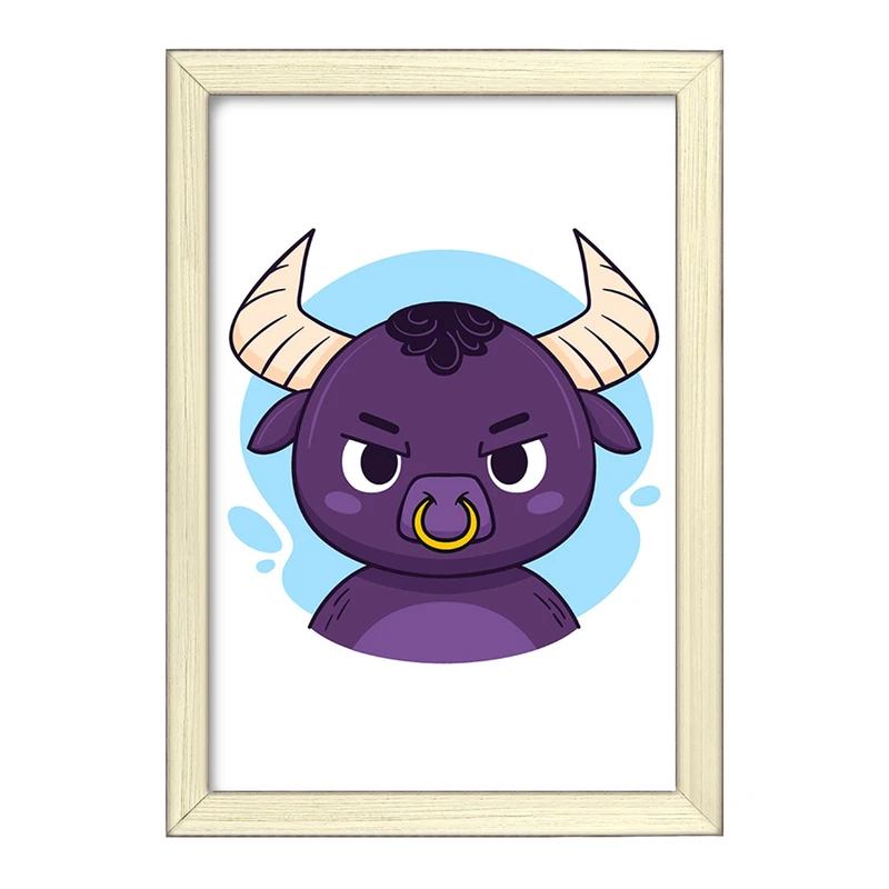 تابلو خندالو طرح گاومیش حیوانات بامزه کد 37165