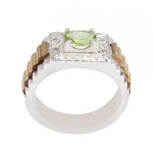 انگشتر نقره مردانه بازرگانی میلادی مدل سنگ زبرجد کد AM_2528