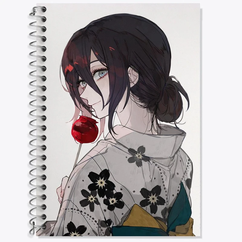 دفتر زبان 50 برگ خندالو مدل سه خط طرح ریزه انیمه مرد اره ای Chainsaw Man کد 17940