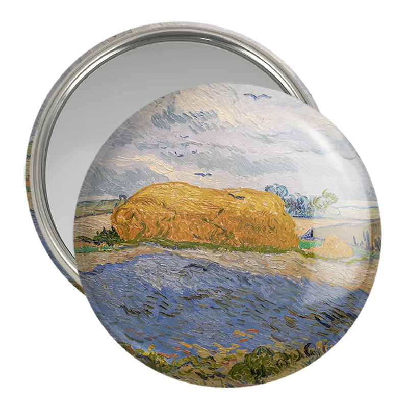 آینه جیبی خندالو مدل انبار کاه زیر آسمان بارانی ونسان ونگوگ (Van Gogh) کد 36791