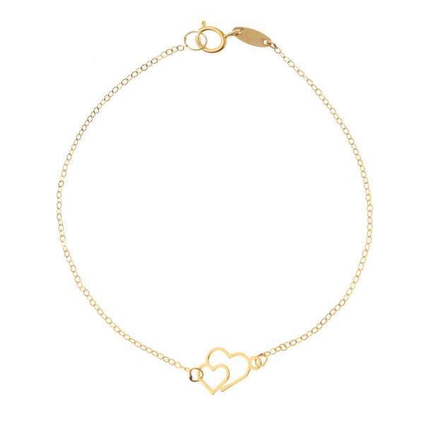 دستبند طلا 18 عیار دخترانه مدل قلب 963