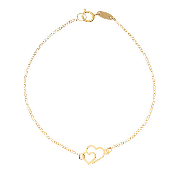 دستبند طلا 18 عیار دخترانه مدل قلب 963