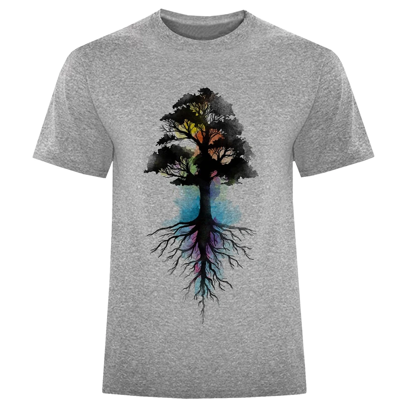 تی شرت آستین کوتاه مردانه مدل درخت وریشه D316