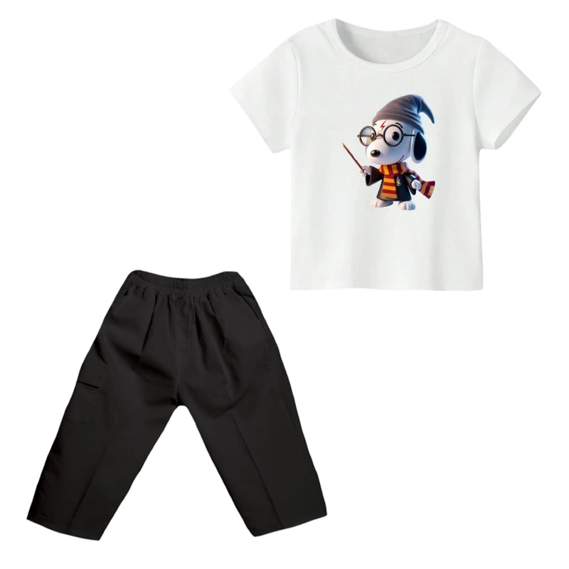 ست تی شرت و شلوارک پسرانه مدل اسنوپی کد ۷۷