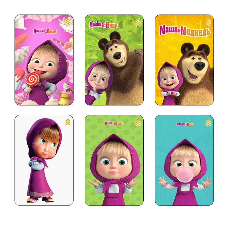 استيکر کارت کارنيکا طرح ماشا و خرس Masha and the Bear کد 89336 مجموعه 6 عددی