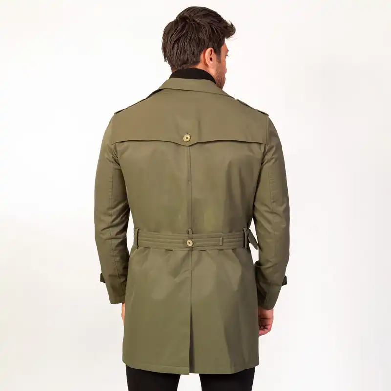 بارانی مردانه برانگو مدل کتان رنگ سبز یشمی