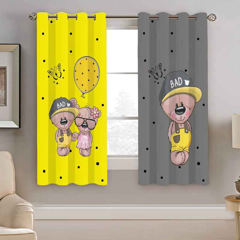 پرده نیروانا طرح خرس کودک مدل مخمل کد 8238 سایز 140×200 سانتی متر